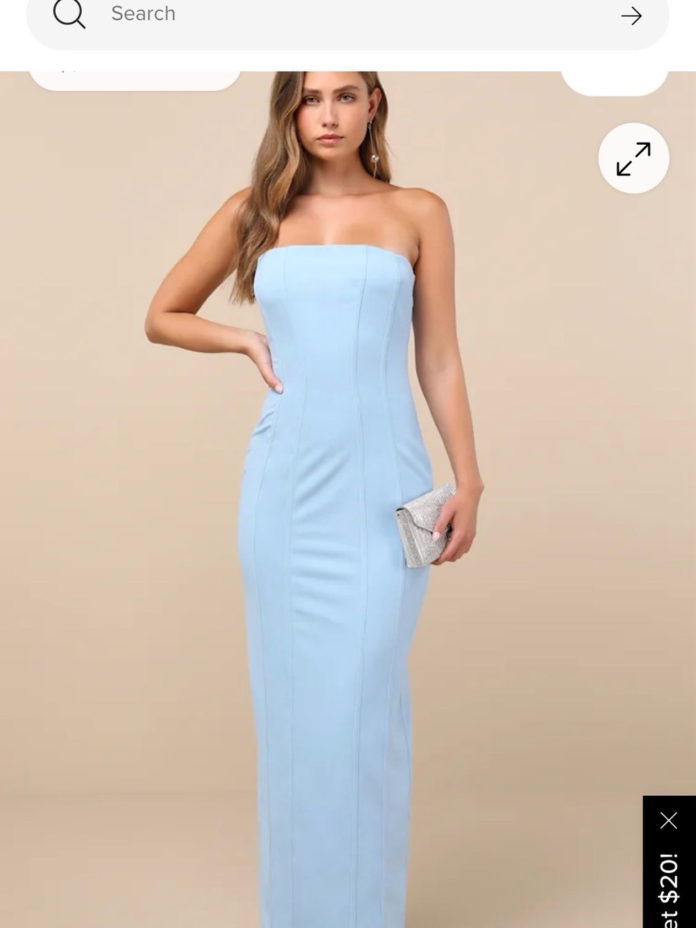 Lulu's Strapless Light Blue Column Gown